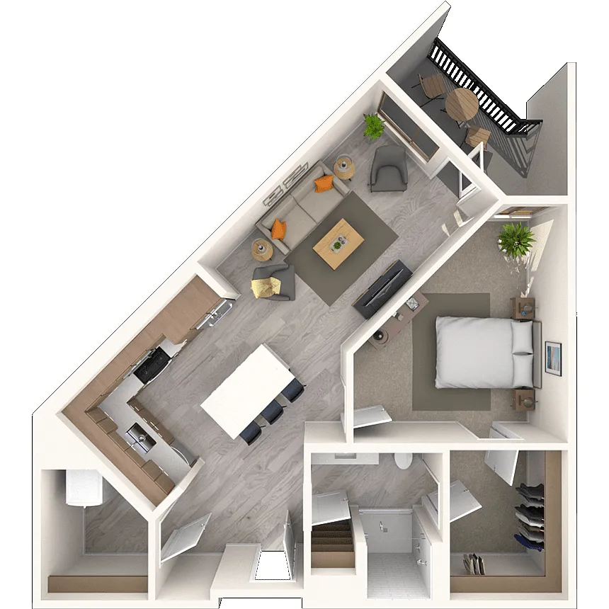 Floor plan A3 1x1-831 SF