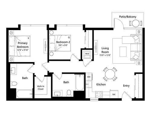 Floor plan L2D.3 - 2 Bed 2 Bath