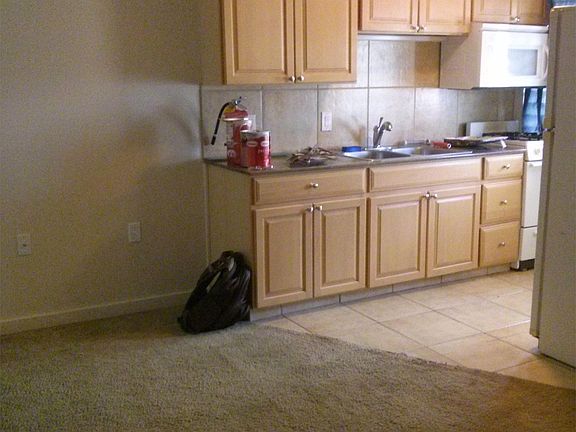 View of kitchen from living area