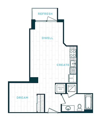 Floor plan 1 Bed/1 Bath sl-a01