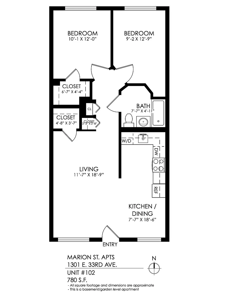 Floor plan 2 Bedroom 1 Bath