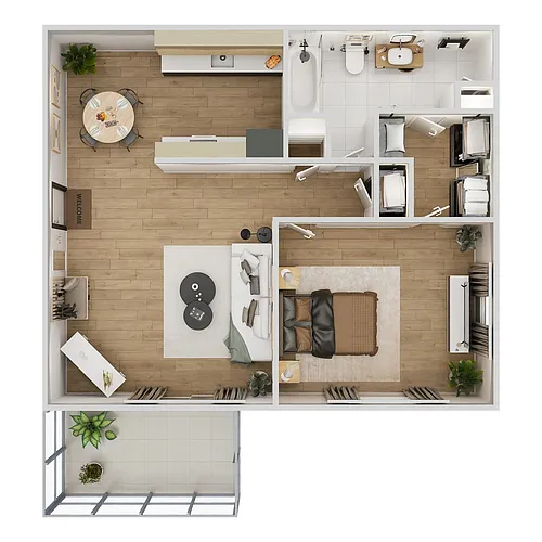 Floor plan 1 Bedroom, 1 Bathroom