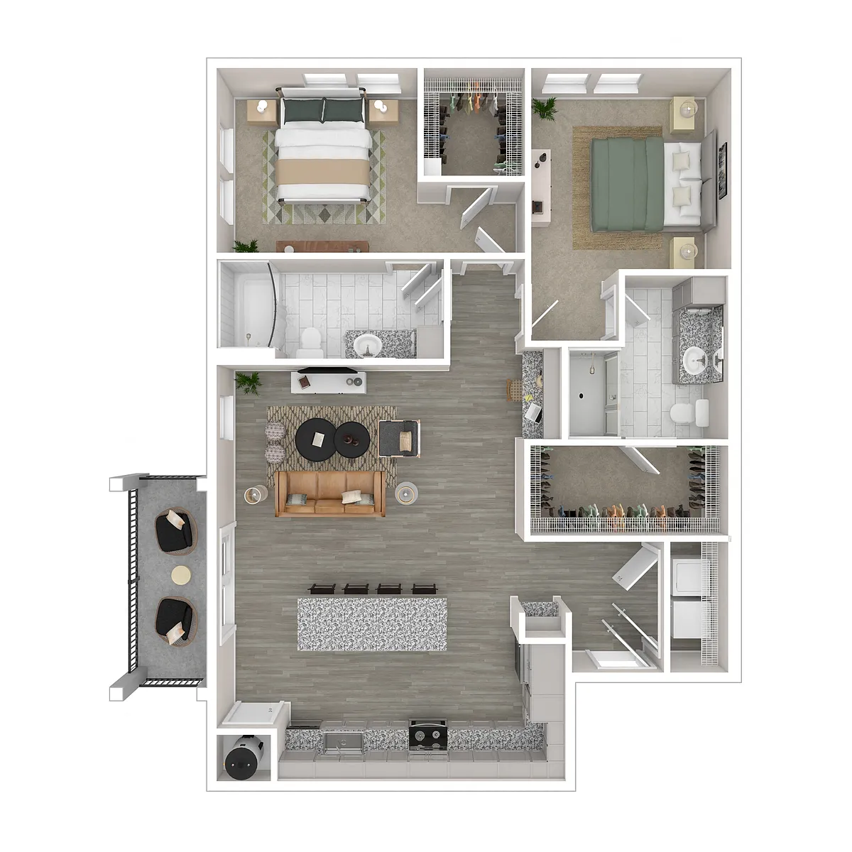 Floor plan Palmer (2x2 1,180-1,270 Sq. Ft)