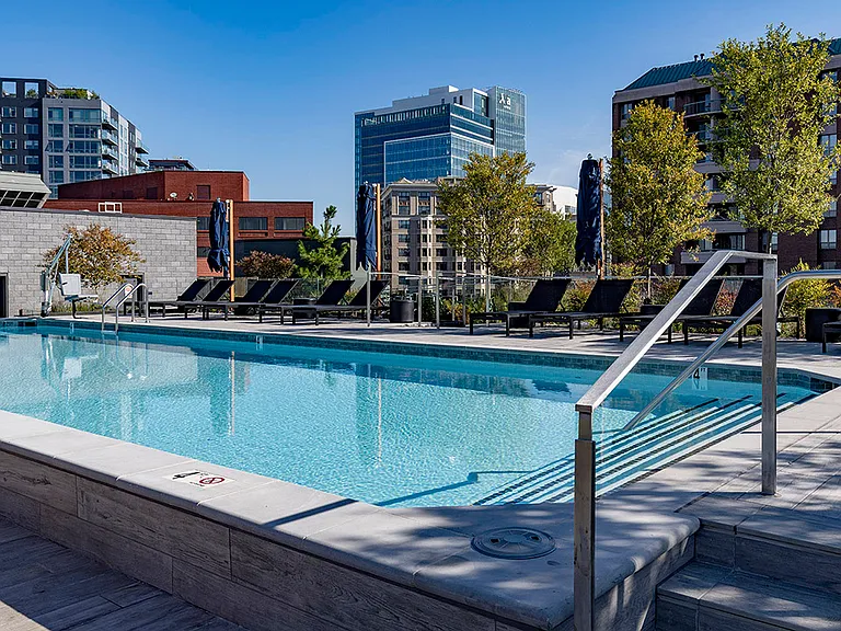 Apartment community resort-style pool at Griffis Edgemoor in Bethesda, Maryland.