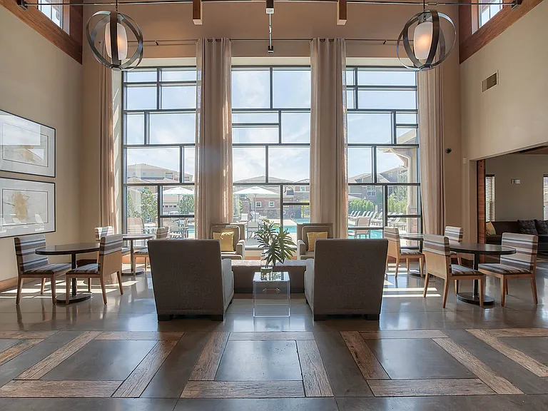 Enjoy expansive Colorado mountain views from the resident clubhouse