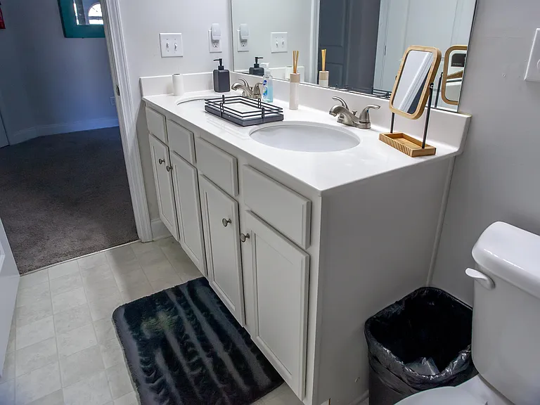Shared bathroom space regularly cleaned