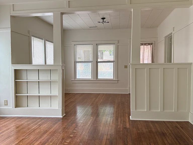 Living room and dining room. Hardwood floors refinished June 2026