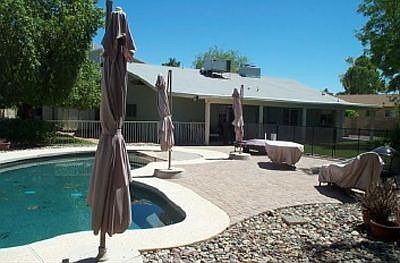 From pool area looking towards the house