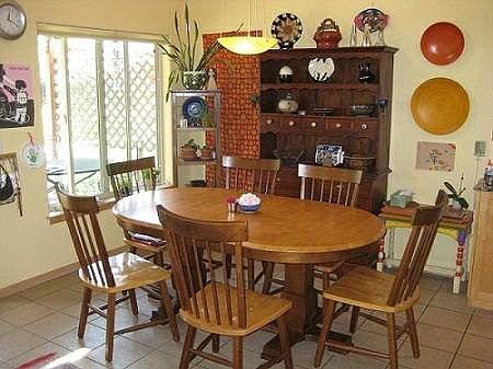 Dining area with adjacent porch