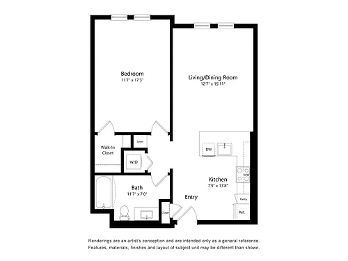 Floor plan A4B.1 One bed one bath