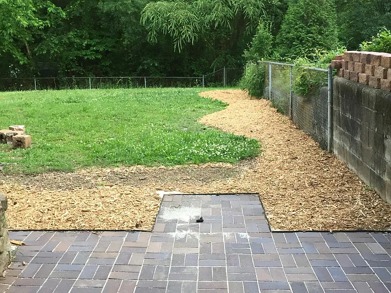 Back patio to fenced backyard