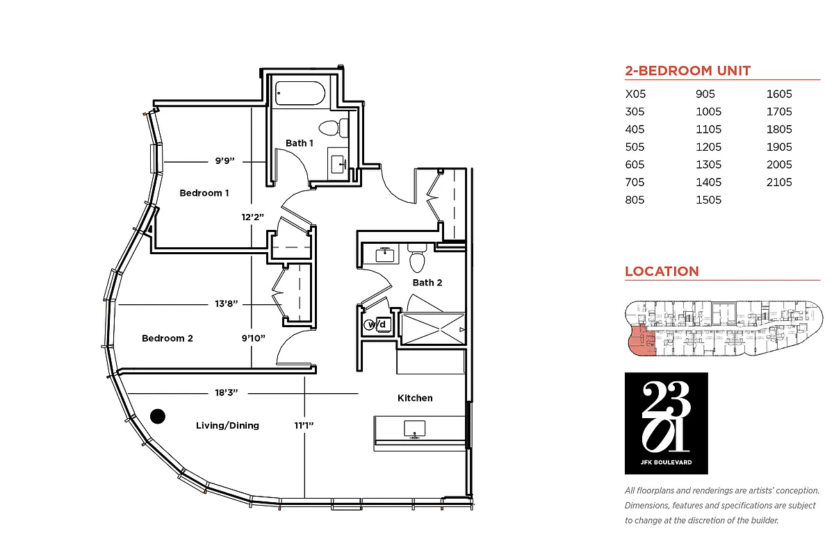 Floor plan 2 BEDROOMS