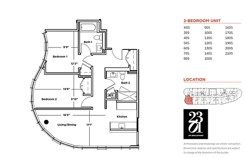 Floor plan 2 BEDROOMS