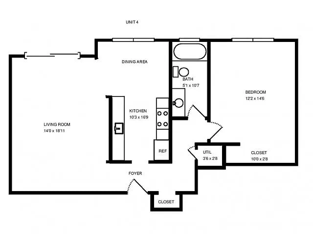 Floor plan One Bedroom One Bath