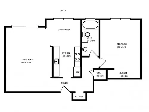 Floor plan One Bedroom One Bath
