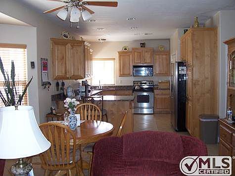 View of kitchen looking from family toom