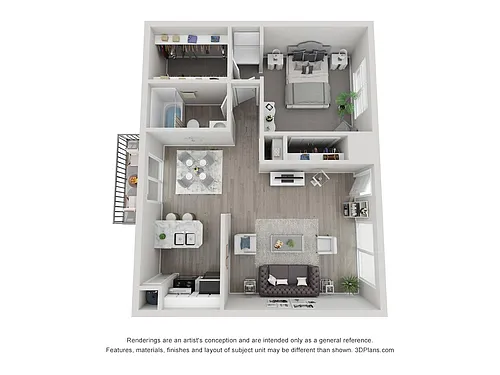 Floor plan One Bedroom One Bathroom Large