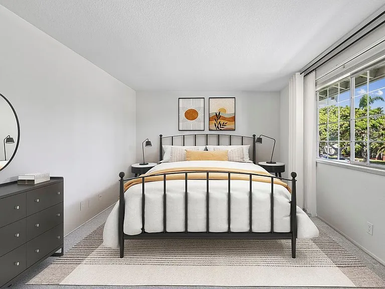 Bedroom with carpet