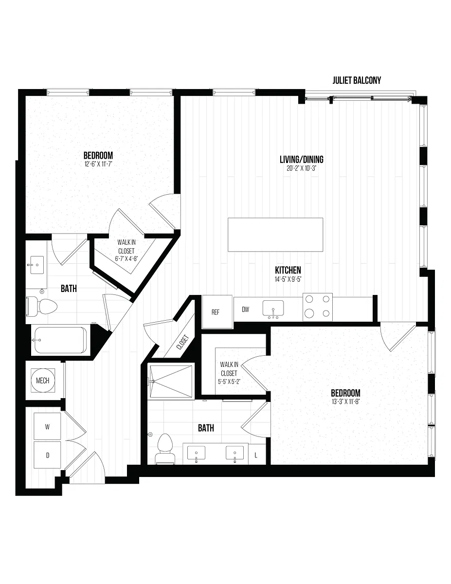 Floor plan 2 Bed/2 Bath- 2A
