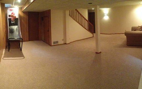 Large open family room in the basement