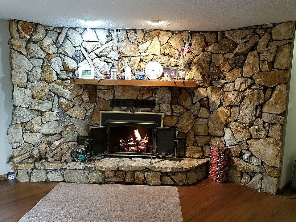 Wood burning fireplace..