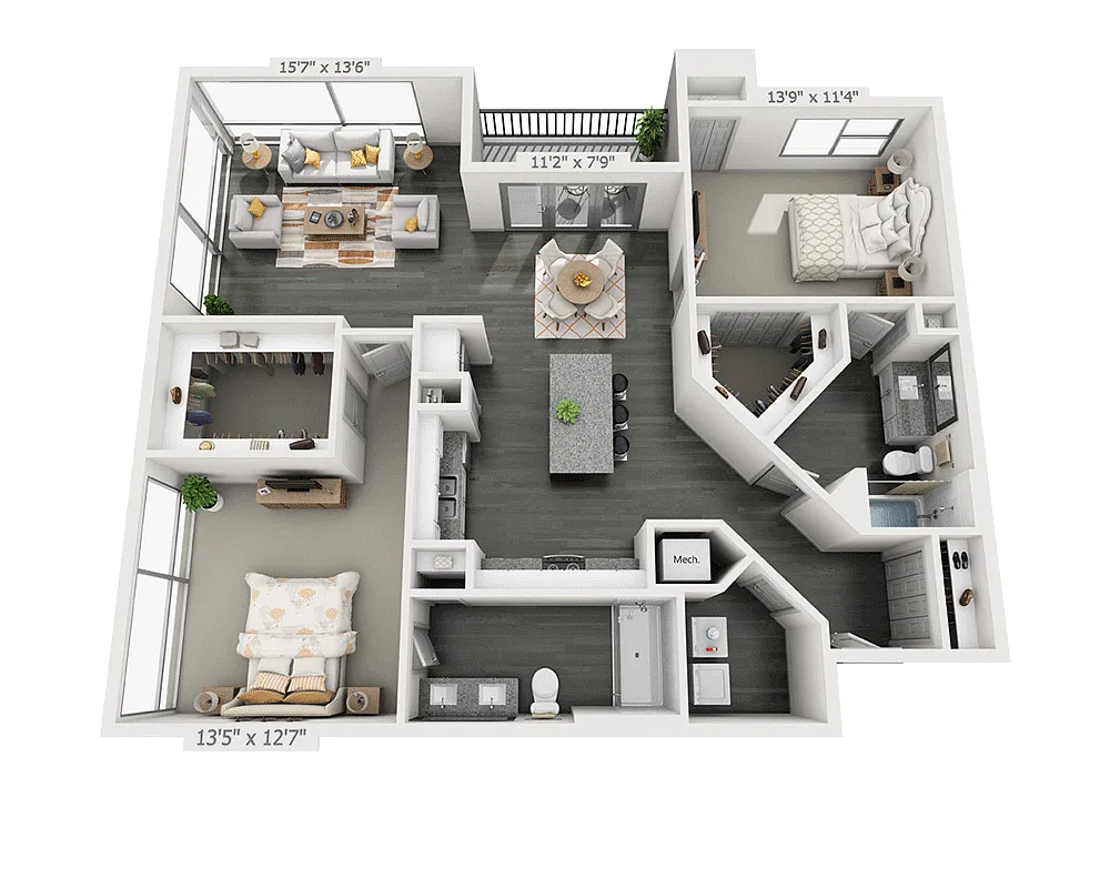 Floor plan Two Bedroom B2F