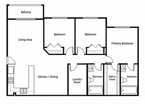 Floor plan Three Bedroom