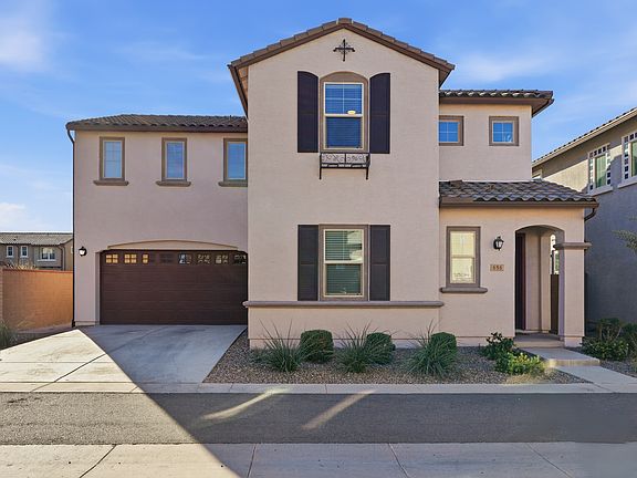 Front of house, 2 car garage