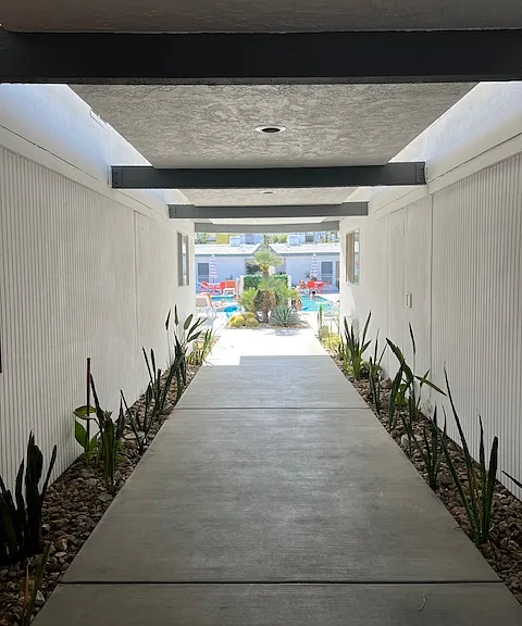 Entrance from the locked doors at the street