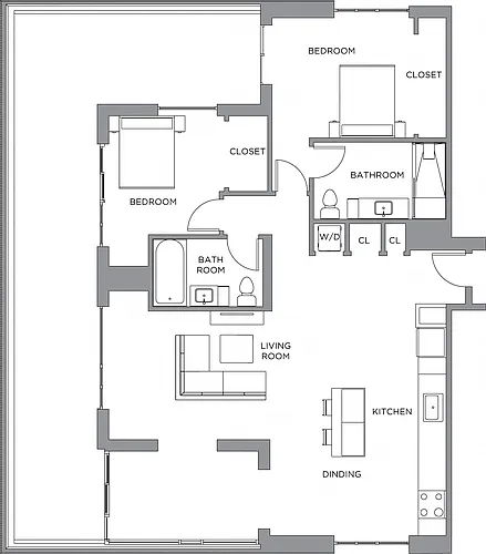 Floor plan 2 Bed/2 Bath-1600