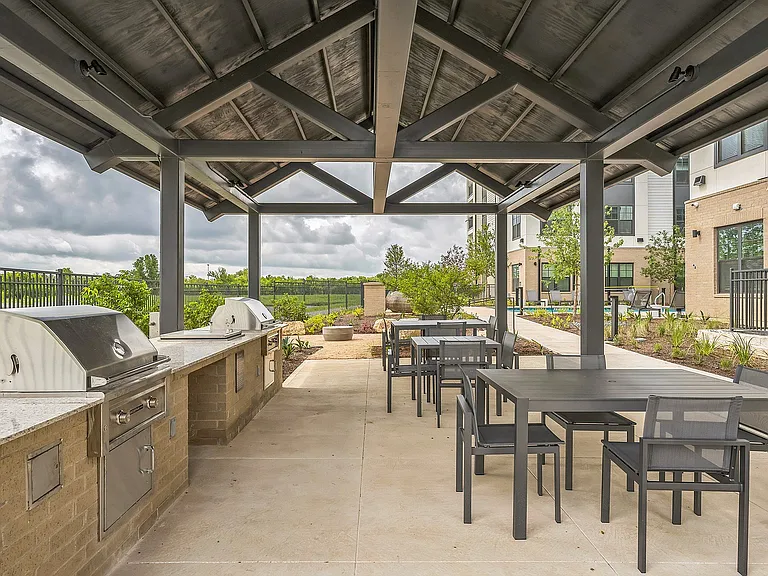 Enjoy outdoor grilling under the shaded pavilion