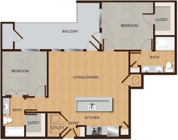 Floor plan Two-Bedroom Apartment (B1)