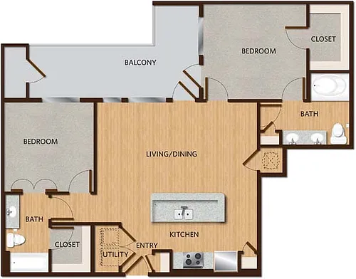 Floor plan Two-Bedroom Apartment (B1)