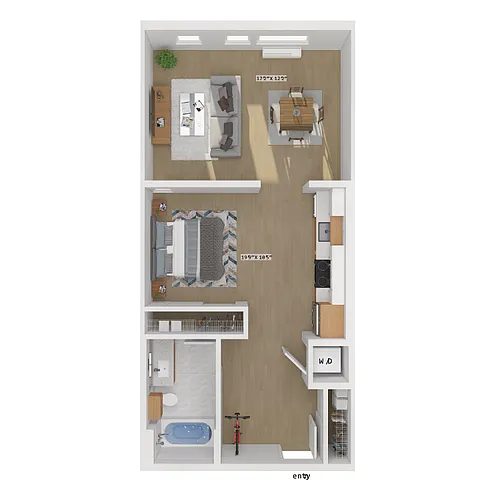 Floor plan Urban 1 Bedroom 01K