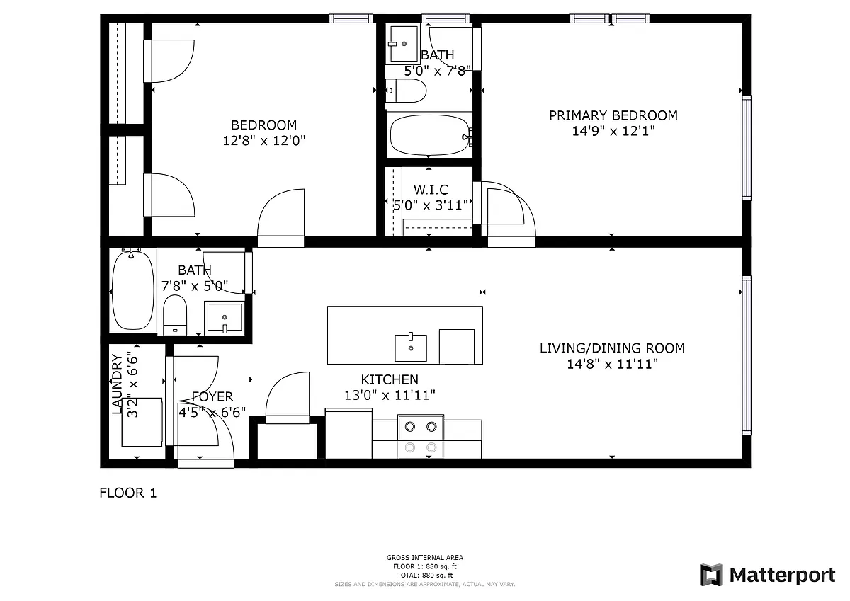 Floor plan 1227 - 2 Beds