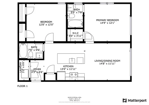 Floor plan 1227 - 2 Beds