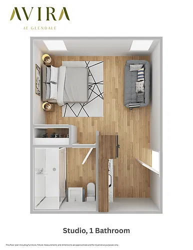 Floor plan Studio 1 Bathroom (Type A1+A2)