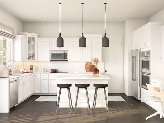 Pendant lighting over island