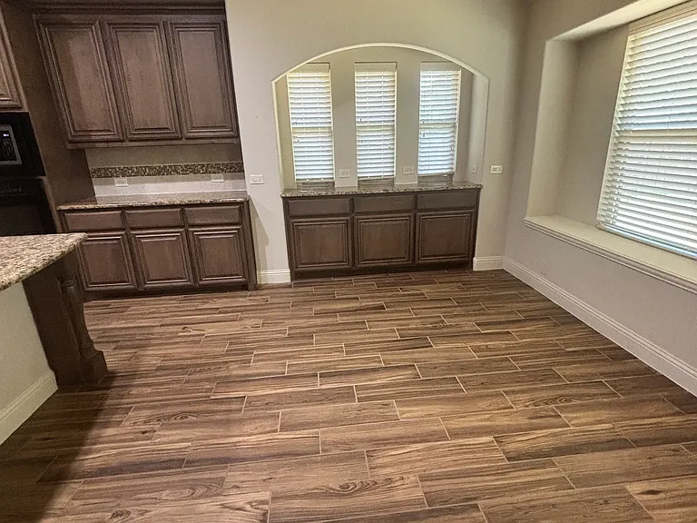 Dining area with built in serving buffet