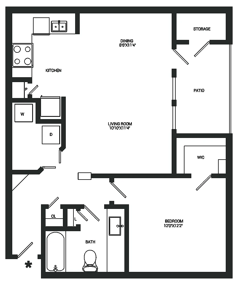 Floor plan 1x1 - Brookhaven A2P