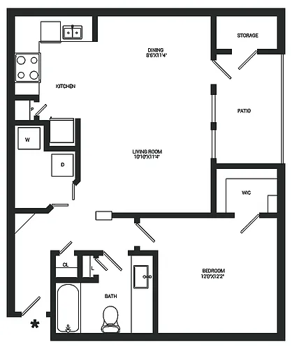Floor plan 1x1 - Brookhaven A2P