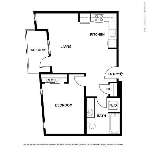 Floor plan 1 Bed/1 Bath-a3