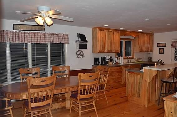 KITCHEN : LION CLAW OAK TABLE WITH 8 CHAIRS, ALL KITCHEN EQUIPMENT INCLUDED