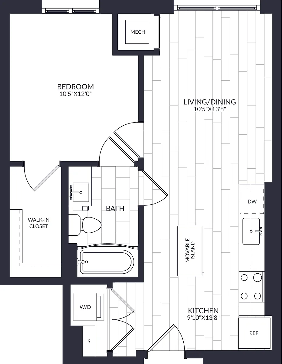 Floor plan 1 Bed/1 Bath-A1-17A