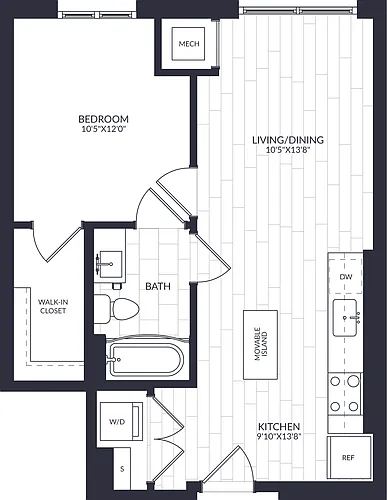 Floor plan 1 Bed/1 Bath-A1-17A