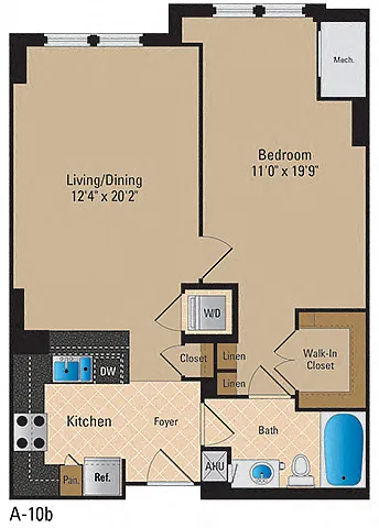 Floor plan 1 Bedroom, 1 Bath 777 SF A6