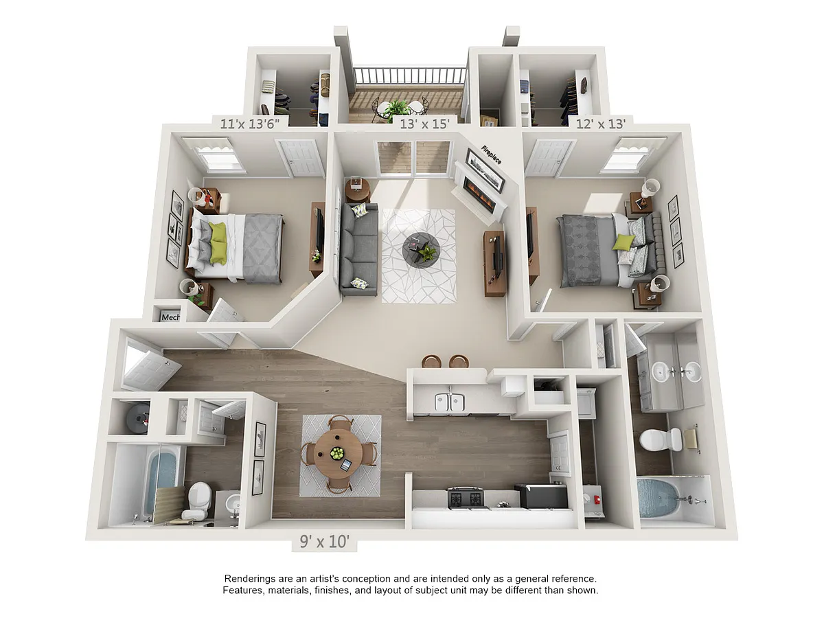 Floor plan 2 Bedroom Columbia Platinum