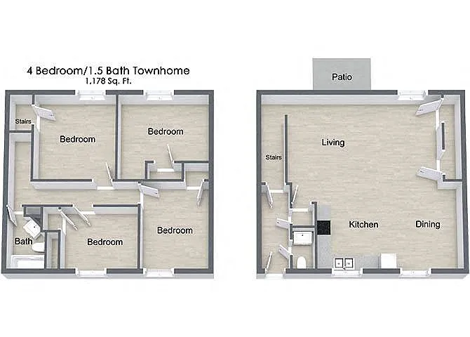 Floor plan Four Bedroom Townhome