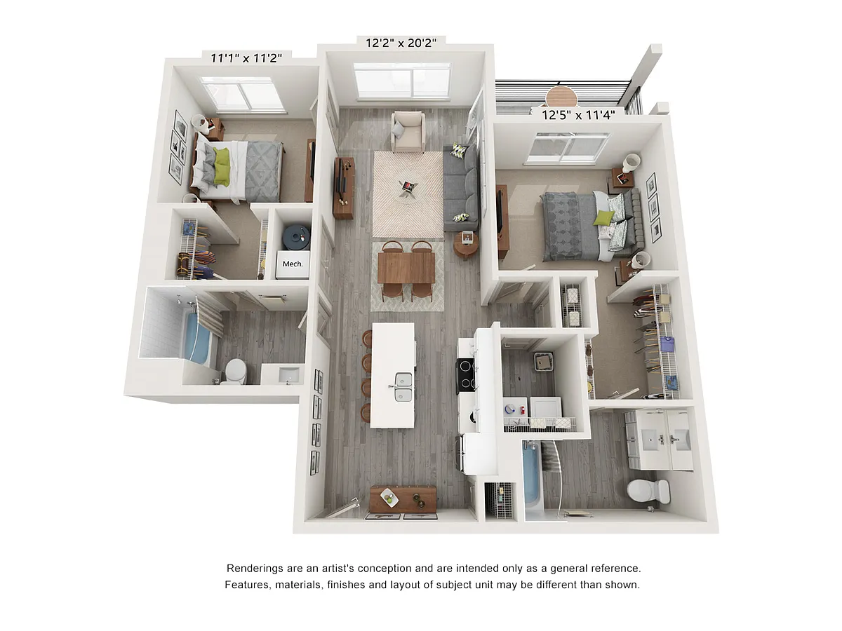 Floor plan B2 - 2 Bed, 2 Bath