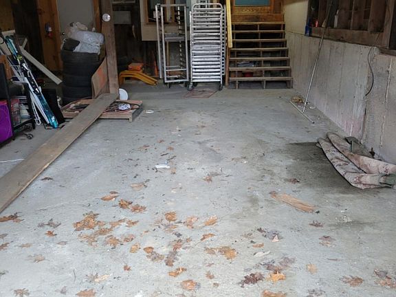 Inside the garage bay